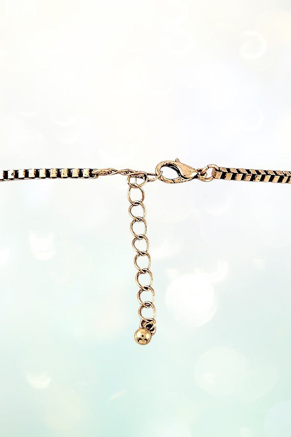 TRIANGLE CHARMS DANGLE BEADED NECKLACE EARRING SET