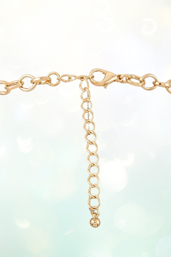 FACETED GEMSTONES LINK COLLAR NECKLACE AND MATCHING EARRING