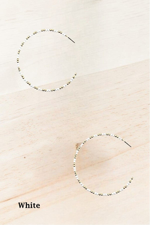 BEADED SEMI HOOP EARRING