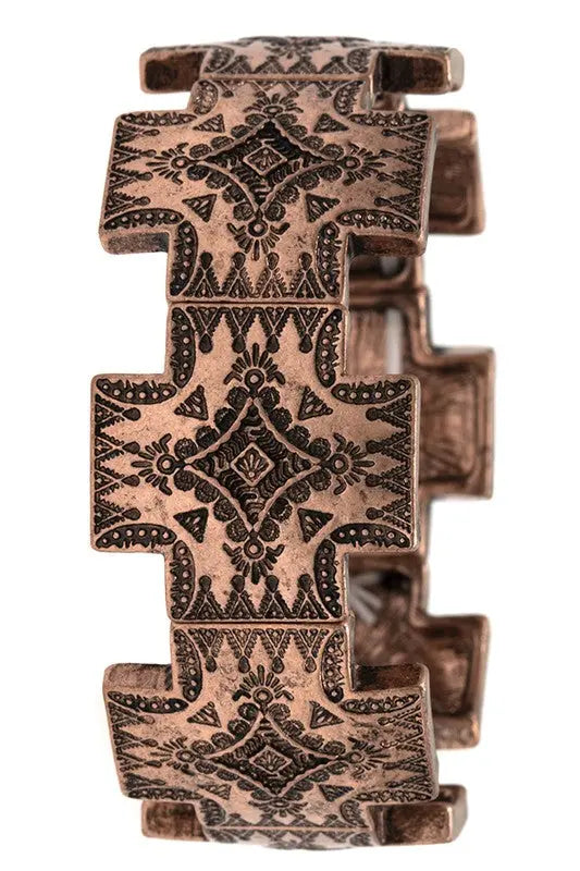 TRIBAL ETCHED LINK STRETCH BRACELET - SweetShine c.o.c.