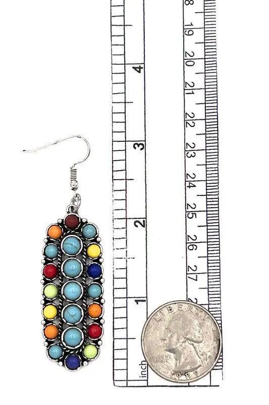 ROUND GEM FRAMED DANGLE EARRING - SweetShine c.o.c.