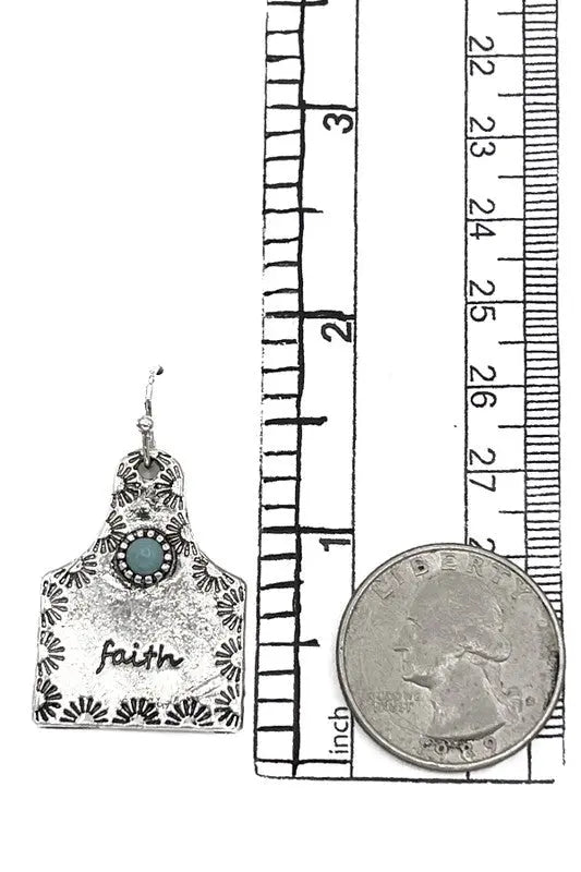 FAITH ETCHED TAG DANGLE EARRING - SweetShine c.o.c.