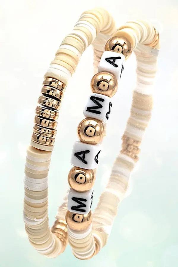 MAMA CUBE BEAD STATIONED DISK BEADED BRACELET SET - SweetShine c.o.c.