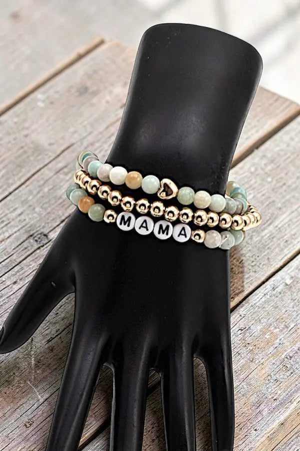 SEMI PRECIOUS BEAD MAMA STRETCH BRACELET SET - SweetShine c.o.c.