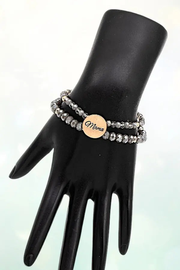 DOUBLE STRAND FACETED GLASS BEAD MAMA DISK BRACELET - SweetShine c.o.c.