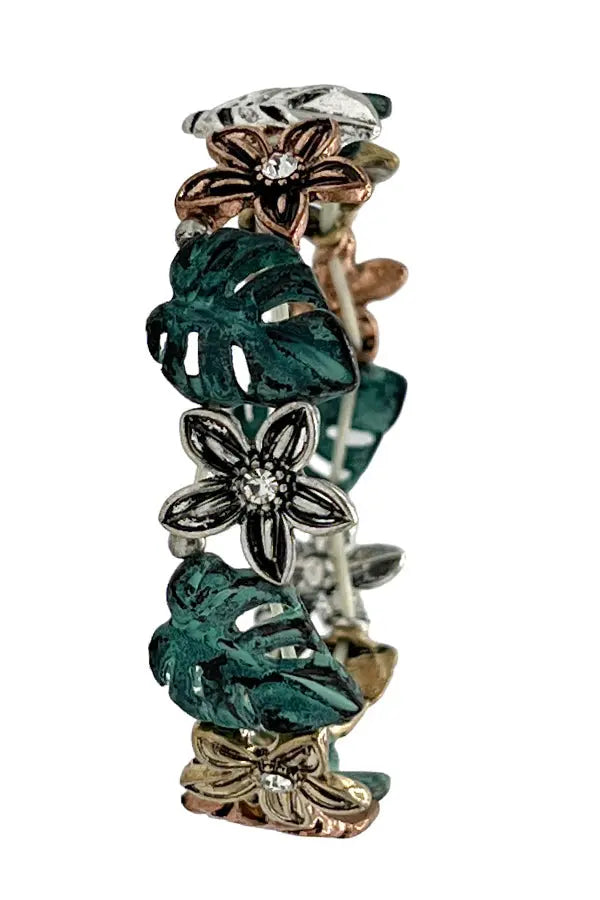 Floral Leaf Gem Stretch Bracelet - SweetShine c.o.c.