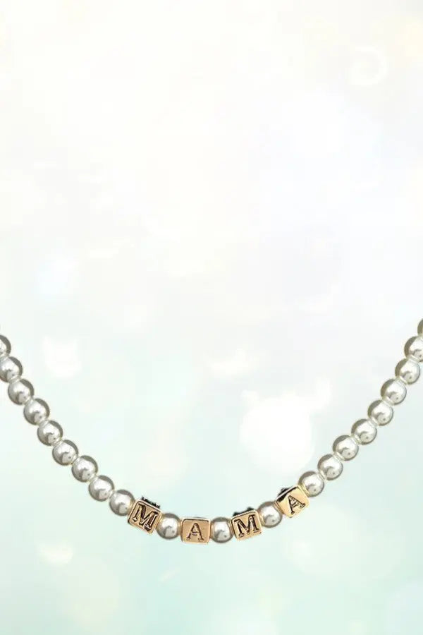 MAMA CUBIC BEAD PEARL LINK NECKLACE - SweetShine c.o.c.