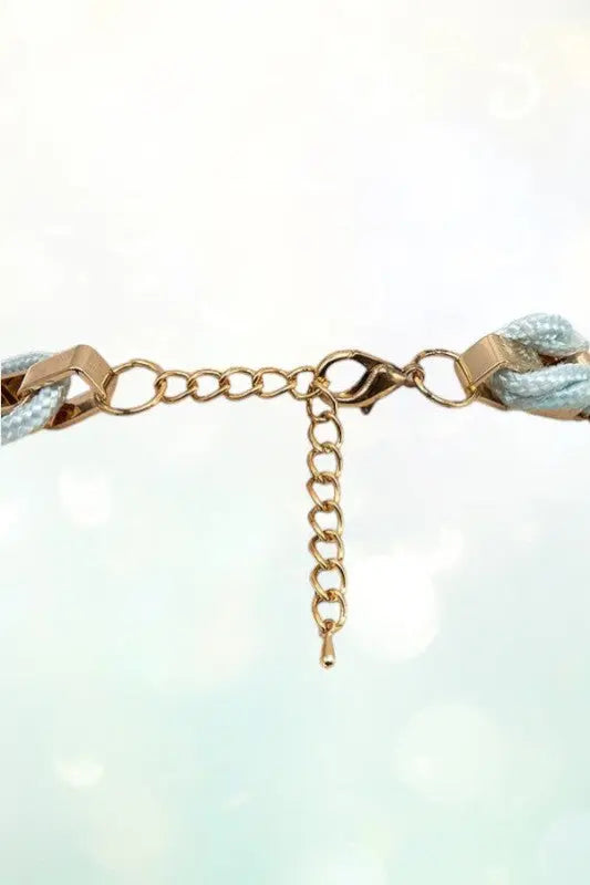 FACETED STONES ROPE AND CHAIN LINKED BIB NECKLACE AND GEM DANGLE EARRING SET - SweetShine c.o.c.