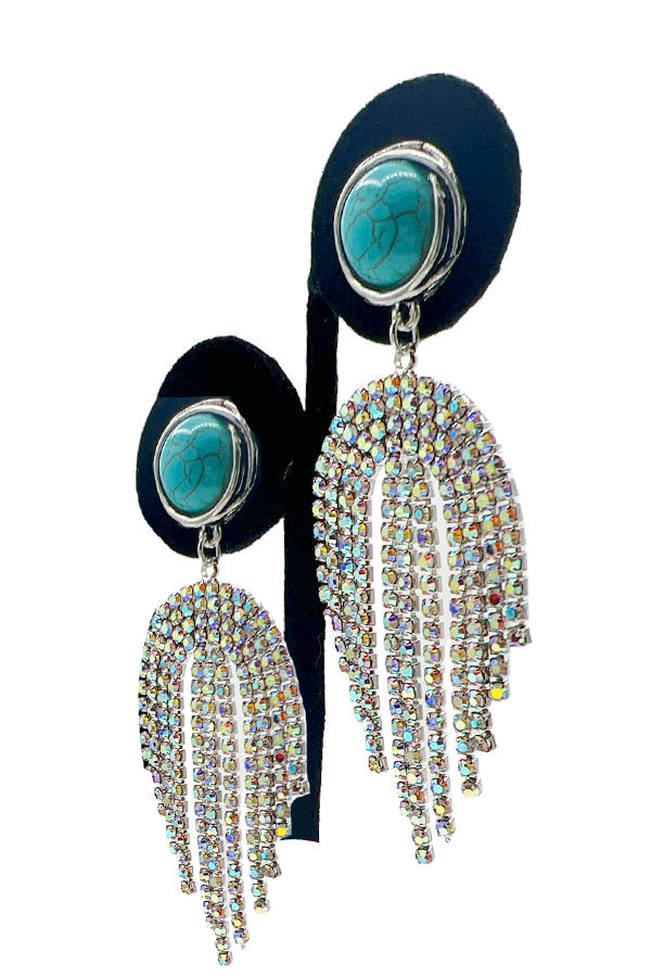 Crystal Fringe Gemstone Dangle Earring