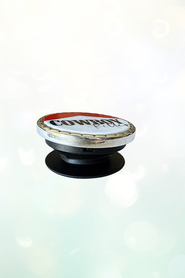 WESTERN VINTAGE ROUND COWBOY KILLER FRAMED BUTTON POP-UP PHONE GRIP