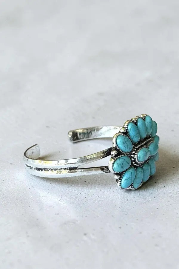 WESTERN TQ GEM FLORAL CONCHO CUFF BRACELET - SweetShine c.o.c.
