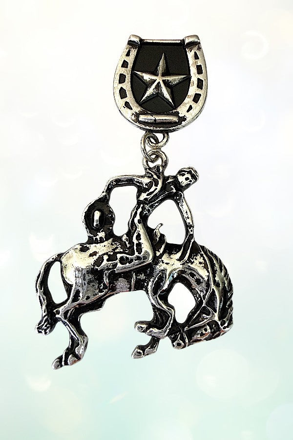 WESTERN COWBOY HORSE RIDING DANGLE EARRING