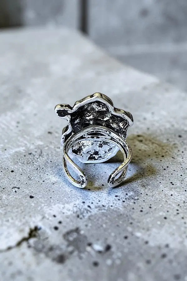WESTERN ETCHED COW HEAD CUFF STATEMENT RING - SweetShine c.o.c.