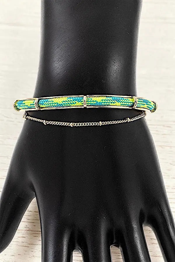 MULTI COLOR ROPE AND CHAIN CUFF BRACELET - SweetShine c.o.c. 