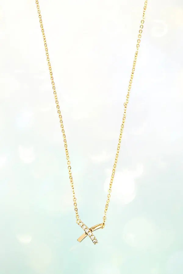 CZ STONE X PENDANT NECKLACE - SweetShine c.o.c. 