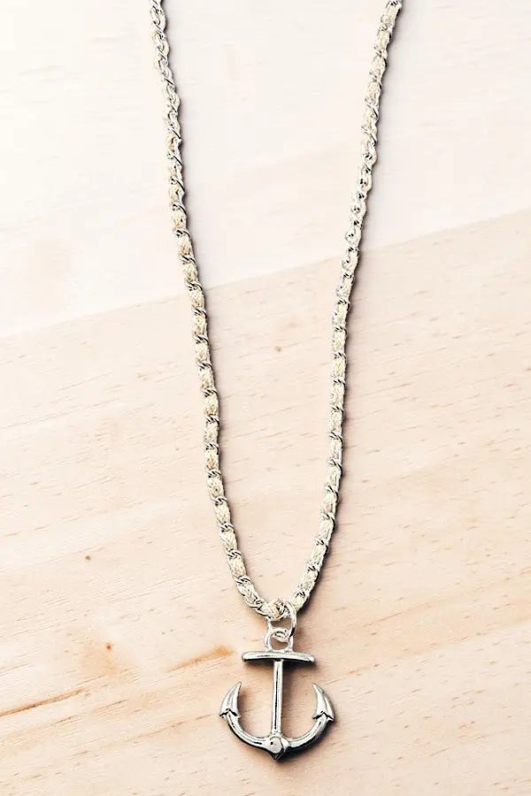 DELICATE ANCHOR PENDANT INTERLACED CHAIN STRAP NECKLACE AB-SS