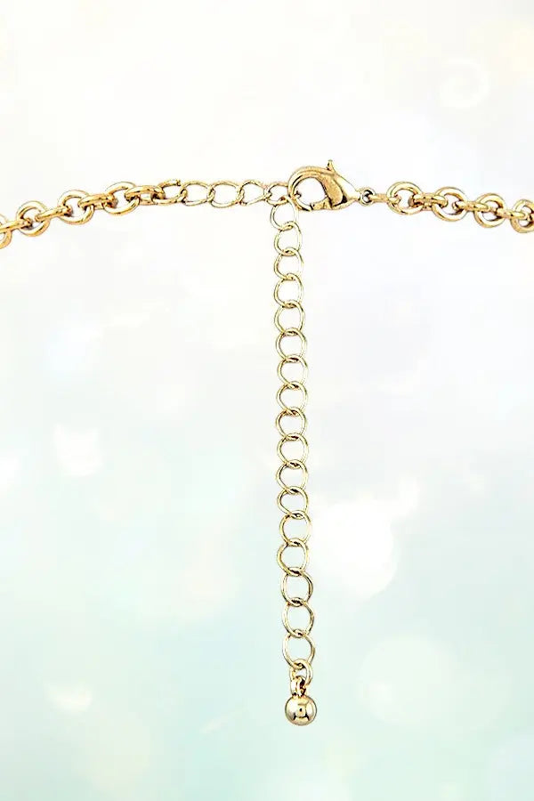 ROUND GEMSTONES ACCENT NET CHAIN BIB NECKLACE AND GEM POST EARRING SET - SweetShine c.o.c. 
