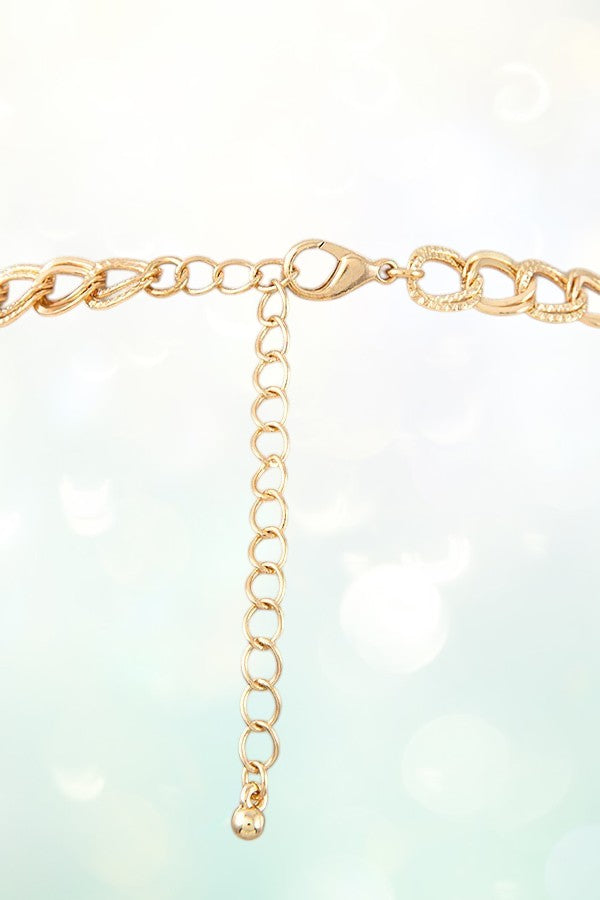 FLORAL CRYSTAL GEMSTONE LINK NECKLACE AND MATCHING EARRING SET