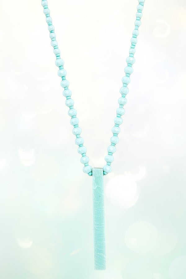 BAR PENDANT BEADED ELONGATED NECKLACE