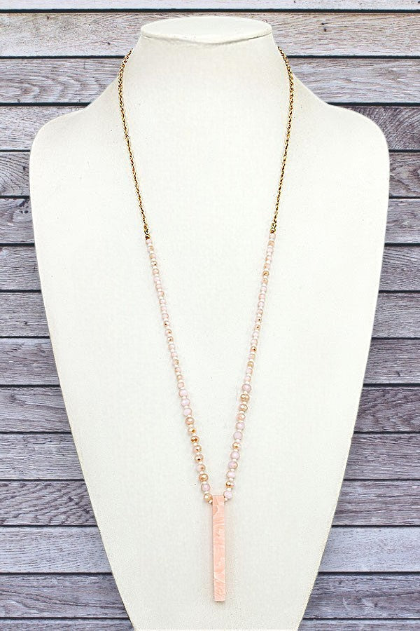 BAR PENDANT BEADED ELONGATED NECKLACE