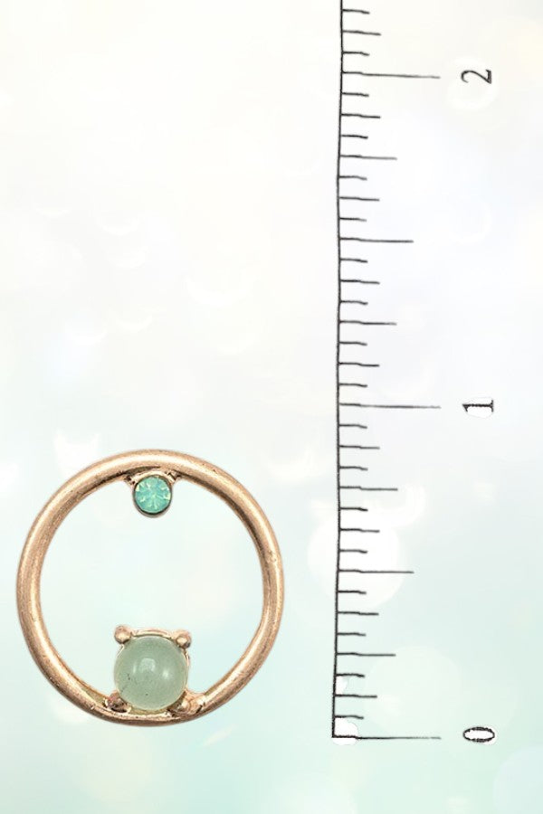 GEMSTONE ACCENT ROUND DROP STUD EARRING