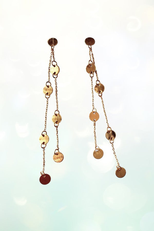 MULTI ROUND DISC LINK DANGLE EARRING