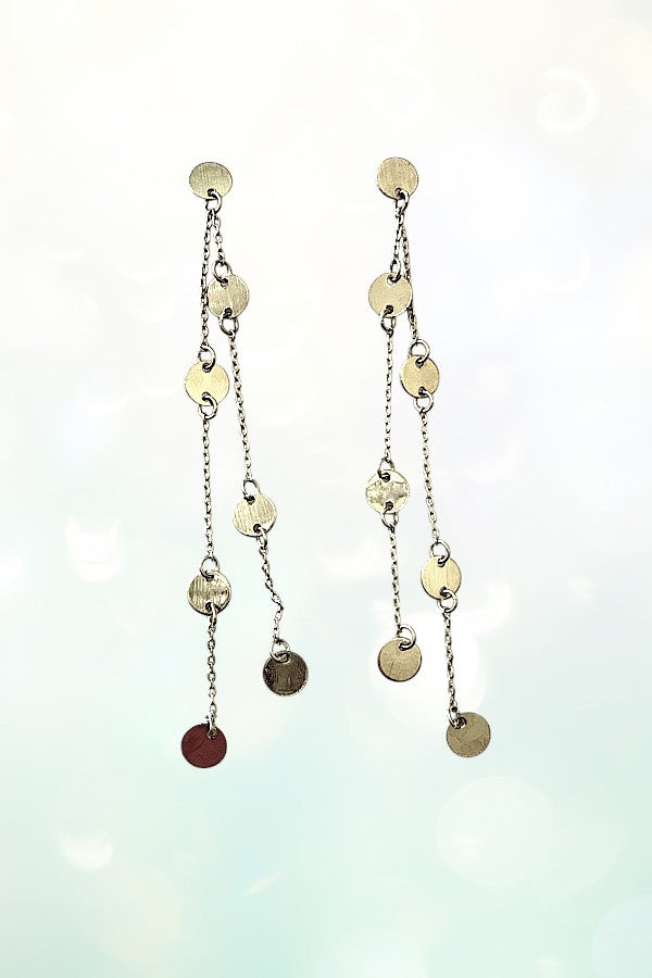 MULTI ROUND DISC LINK DANGLE EARRING