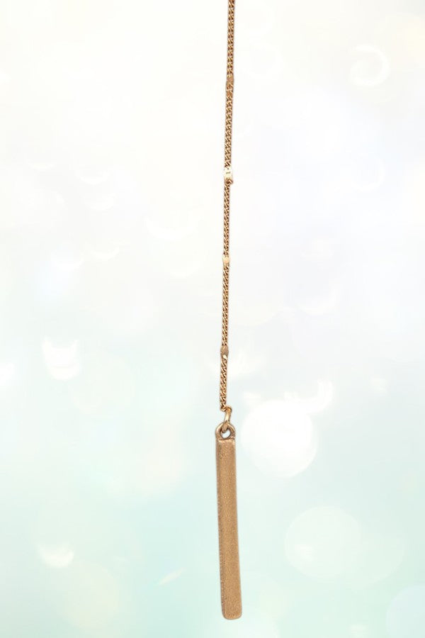 RING AND STONE BAR PENDANT LONG DROP Y NECKLACE AND STUD EARRING SET AB-SS