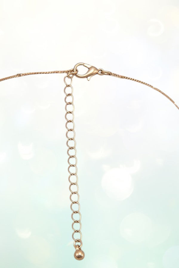 RING AND STONE BAR PENDANT LONG DROP Y NECKLACE AND STUD EARRING SET AB-SS