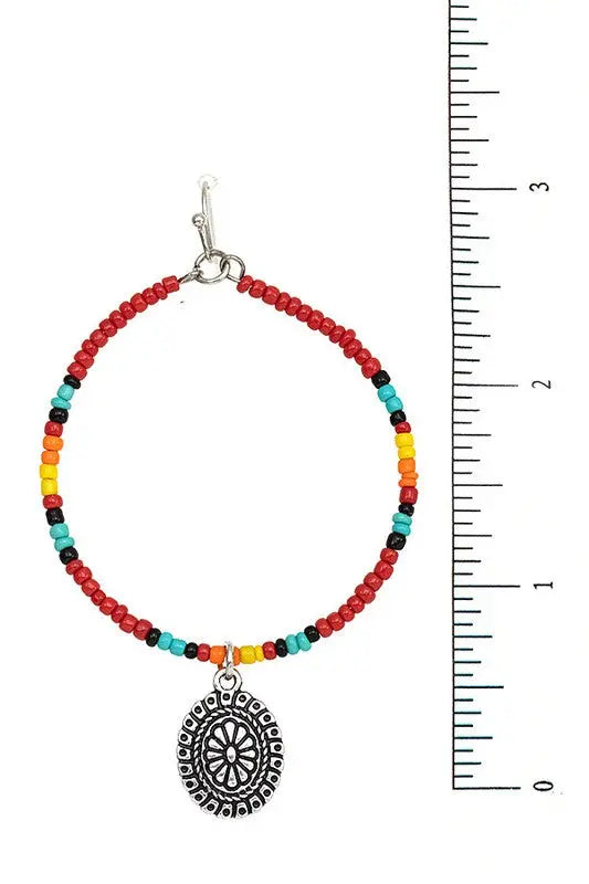 BEADED HOOP OVAL ETCHED DROP EARRING - SweetShine c.o.c. 