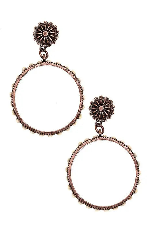 FLORAL ACCENT ROUND GEMSTONE EARRING - SweetShine c.o.c. 