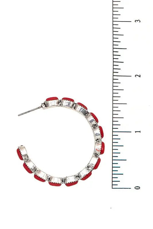 OVAL GEMSTONE PAVE C HOOP EARRING - SweetShine c.o.c. 