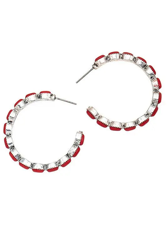 OVAL GEMSTONE PAVE C HOOP EARRING - SweetShine c.o.c. 
