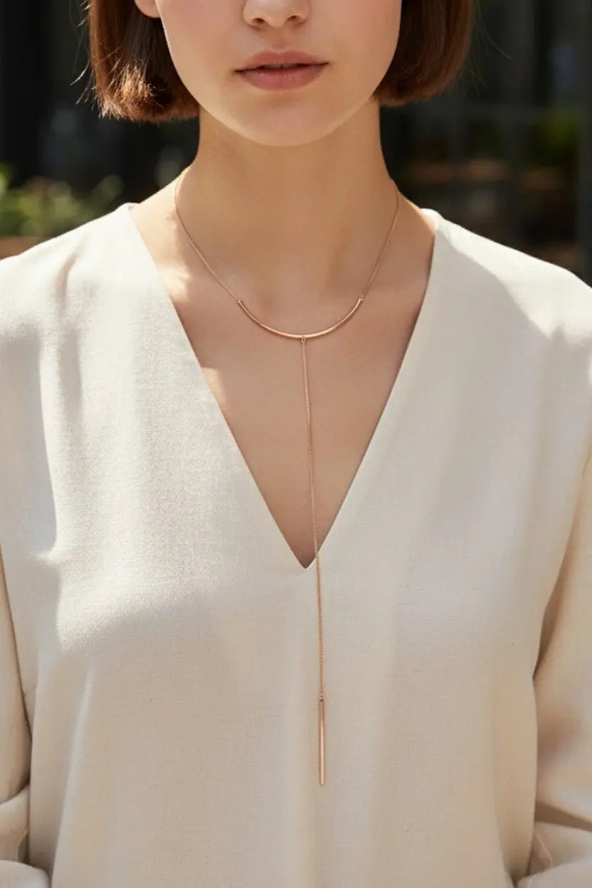CURVED PENDANT Y NECKLACE - SweetShine c.o.c. 