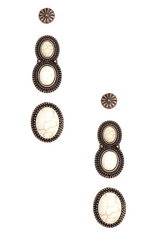 OVAL GEM POST EARRING SET - SweetShine c.o.c. 