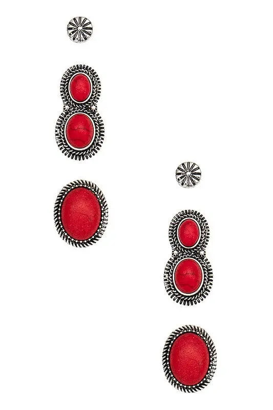 OVAL GEM POST EARRING SET - SweetShine c.o.c. 
