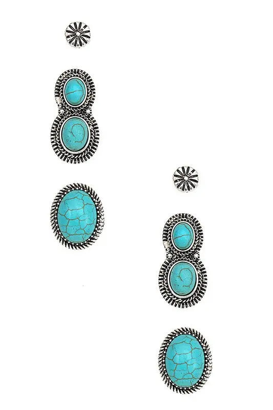 OVAL GEM POST EARRING SET - SweetShine c.o.c. 
