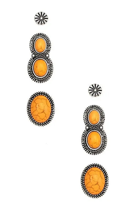OVAL GEM POST EARRING SET - SweetShine c.o.c. 