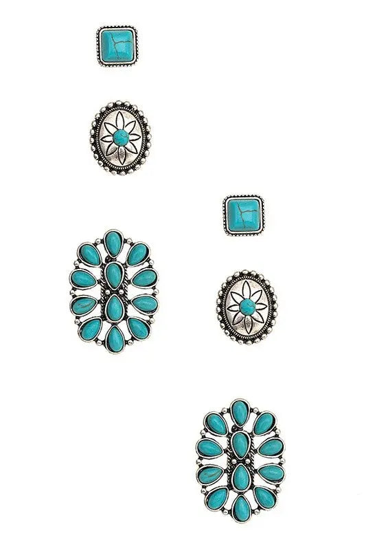 FLORAL GEM MIX POST EARRING SET - SweetShine c.o.c. 