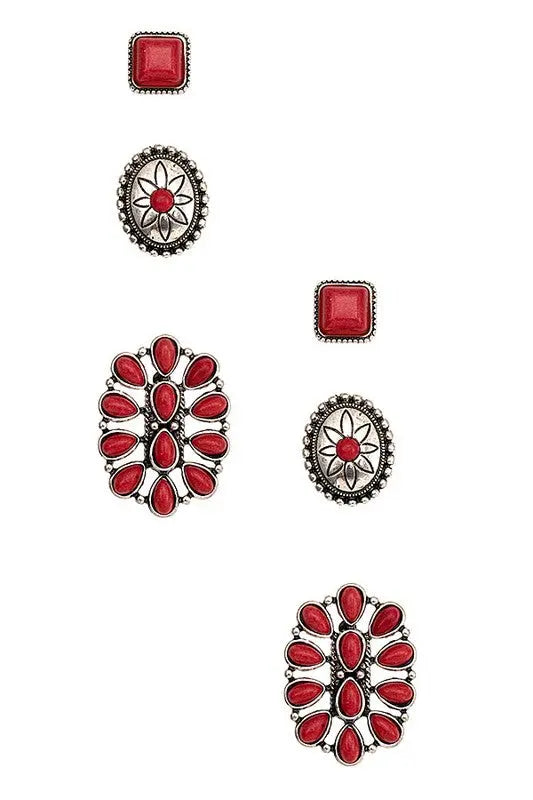 FLORAL GEM MIX POST EARRING SET - SweetShine c.o.c. 
