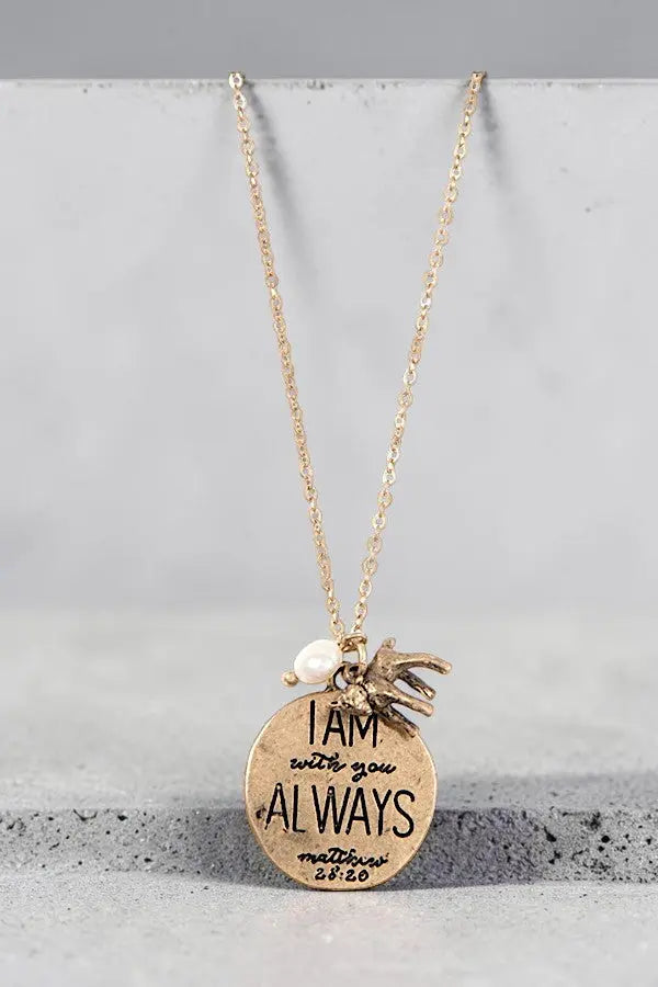 RELIGIOUS MESSAGE DISK PENDANT NECKLACE EARRING SET AB-SS