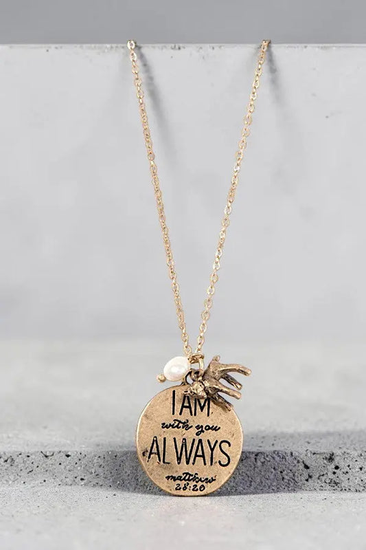 RELIGIOUS MESSAGE DISK PENDANT NECKLACE EARRING SET AB-SS