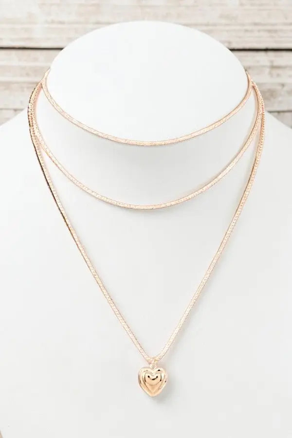 LAYERED CHAIN CHARMING HEART PENDANT NECKLACE - SweetShine c.o.c. 