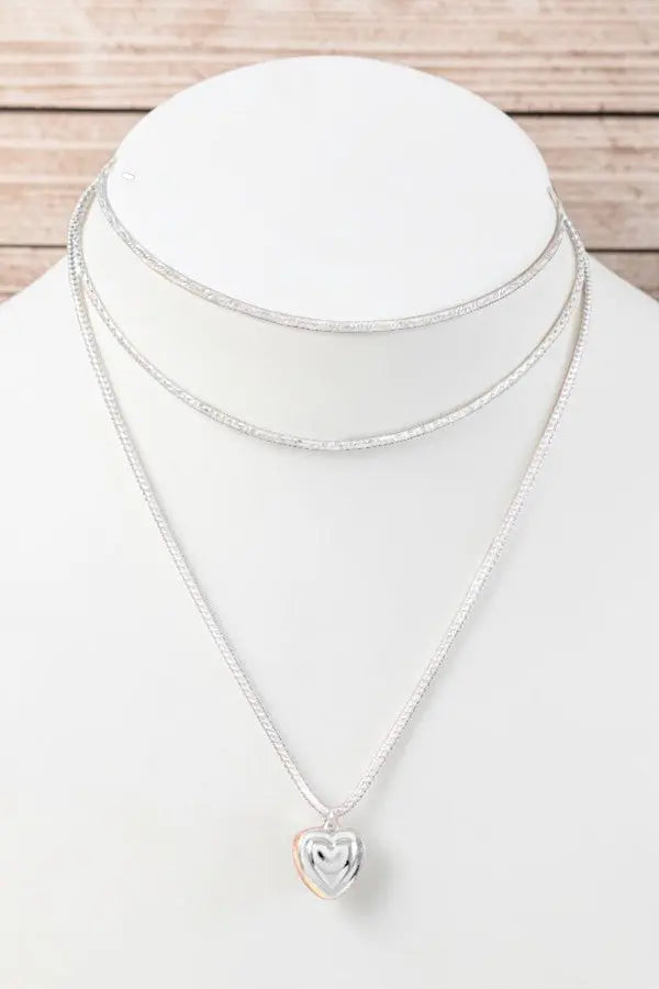LAYERED CHAIN CHARMING HEART PENDANT NECKLACE - SweetShine c.o.c. 