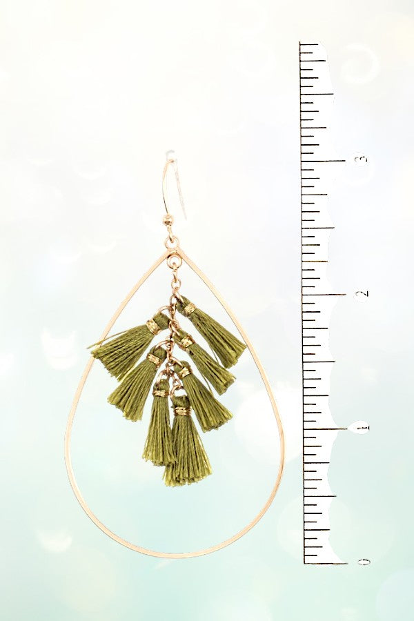 DELICATE GOLD TEARDROP WITH MULTI TASSEL LINK DANGLE EARRING