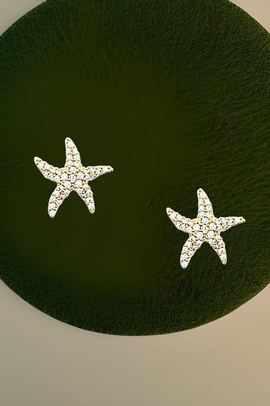 CZ STONE STARFISH POST EARRING