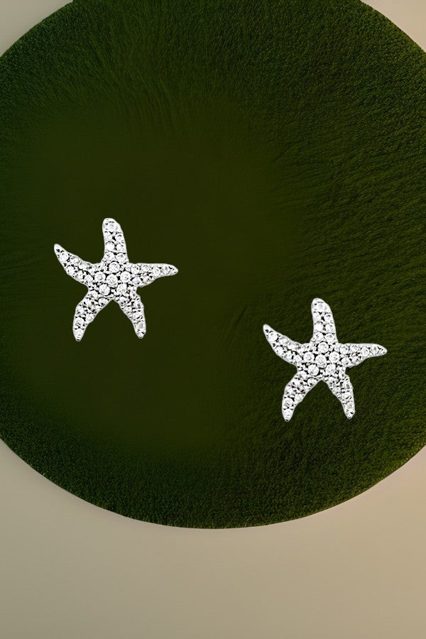 CZ STONE STARFISH POST EARRING