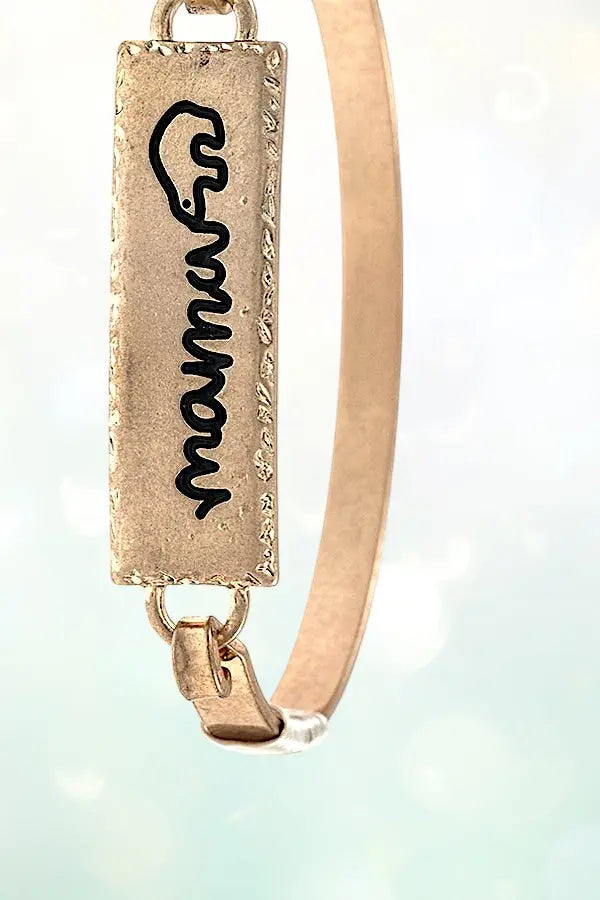 MAMA BEAR ETCHED BAR LINK BANGLE BRACELET - SweetShine c.o.c. 