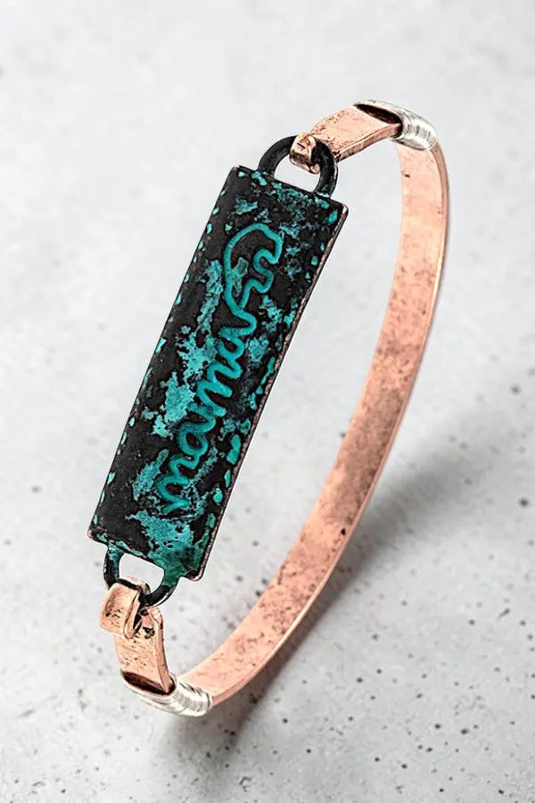 MAMA BEAR ETCHED BAR LINK BANGLE BRACELET - SweetShine c.o.c. 