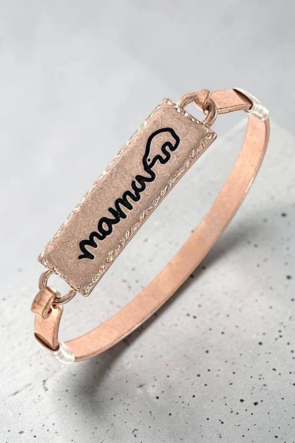MAMA BEAR ETCHED BAR LINK BANGLE BRACELET - SweetShine c.o.c. 